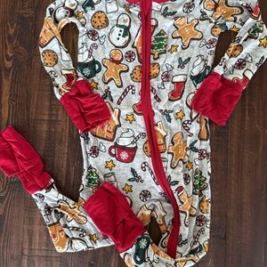 Holiday-Themed Gray and Red Kids Footie